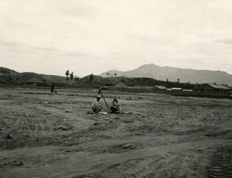 ▲전주종합경기장 건설부지 최초 측량 모습