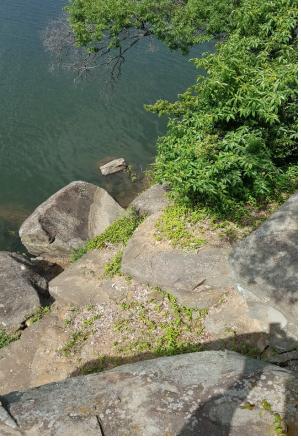 전주 촉석루 아래 흐르는 남강 주변에 놓인 의암(義巖)