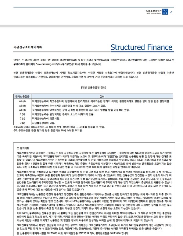  기은센구조화제이차유동화증권 신용평가(자료=전주시민회)