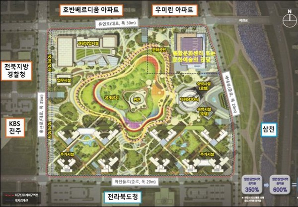 옛 대한방직 주변 시설 배치도