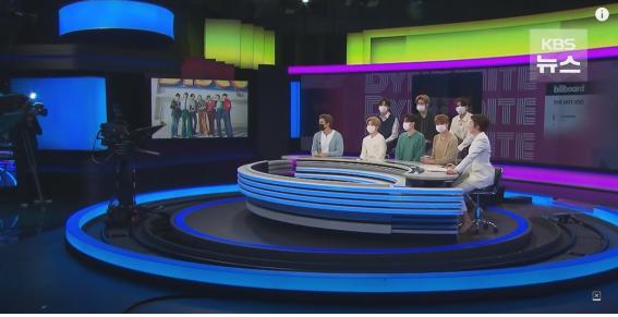‘빌보드 1위 쾌거’ 방탄소년단(BTS) KBS 뉴스9 뉴스 스튜디오…대담 중(KBS 화면캡쳐)