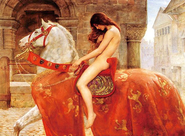 '레이디 고디바(Lady Godiva)’ 작품: 존 콜리어(John Collier)가 1898년에 그린 그림(캔버스에 유채. 142 x 183cm). Herbert Art Gallery & Museum 소장  
