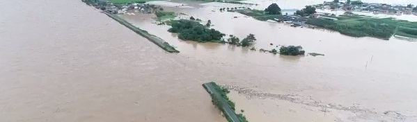 지난해 여름 집중호우로 유실된 섬진강 주변 마을.