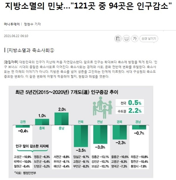 머니투데이 6월 22일 기사(홈페이지 캡쳐)