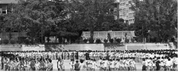 1980년 5월 27일 전주 신흥고 학생들의 시위 모습.