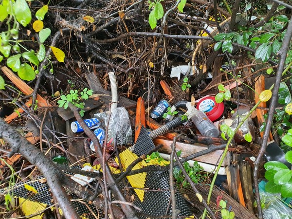 한국소리문화의전당 인근 건지산 주변로 인근에 버려진 쓰레기들.