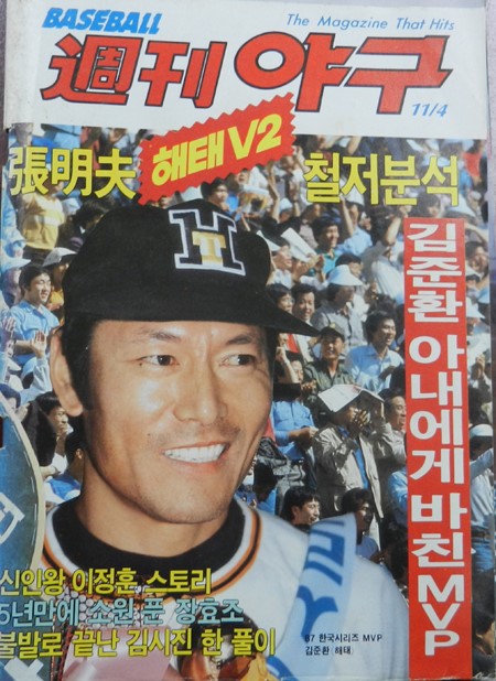 1987년 11월 4일 자 ‘주간야구’ 표지에 실린 김준환 선수.