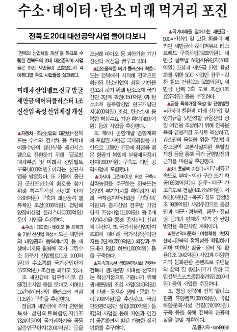 전라일보 10월 21일 1면 기사.