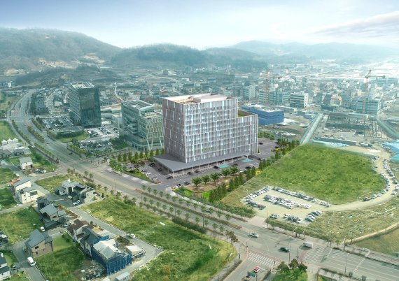         전북혁신도시에 들어설 국제금융센터 조감도(현재는 예정지가 텅 빈 상태로 놓여있다)