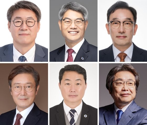 사진 윗줄 왼쪽부터 시계방향으로 유보선, 양현호, 김성환, 이장호, 김명준, 나인호 교수(기호 순)