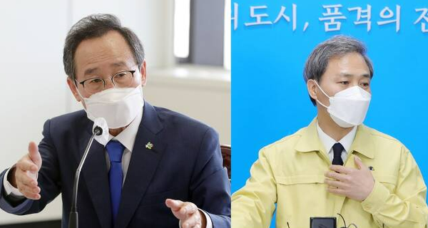 송하진 지사(왼쪽)와 김승수 시장(오른쪽)