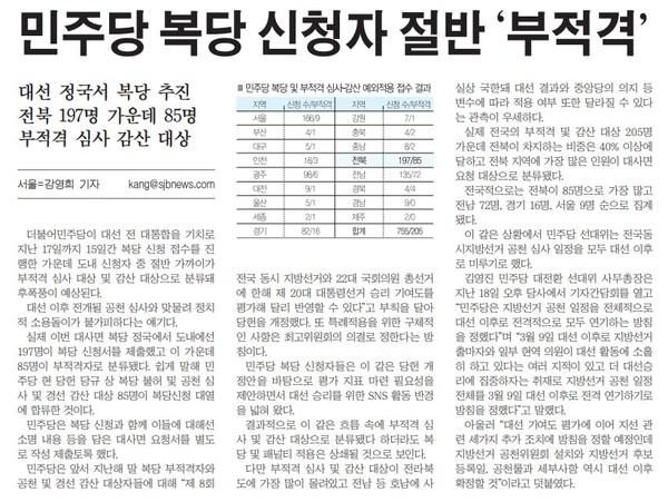 새전북신문 1월 20일 1면 기사(캡처)