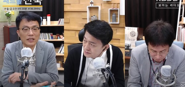 이중선 민주당 전 전주시장 예비후(사진 맨 좌측)가 KBS 전주총국 라디오 '패트롤전북' 4월 13일 방송에 출연해 추가로 선거 브로커 실태를 밝혔다.(유튜브 화면 캡처)