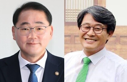 김종훈 경제부지사(왼쪽)와 김광수 정무특보 내정자(오른쪽).