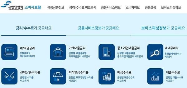 은행연합회 홈페이지 '소비자포털'(초기화면 캡처)