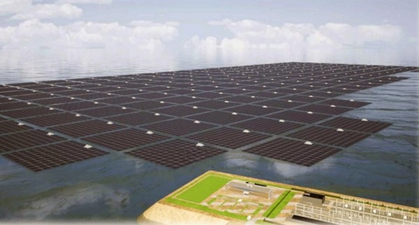 한국수력원자력이 4조 6,200억 원 규모의 ‘새만금 수상 태양광 발전사업’을 추진하면서 설계 용역(용역비 228억 원)을 무면허 기업인 현대글로벌주식회사에게 맡겨 부당 이득을 준 것으로 2021년 12월 감사원 감사결과 드러났다. (사진=한국수력원자력 제공)