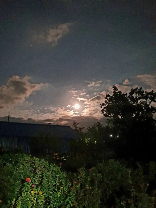  추석인 10일 저녁 7시 30분쯤 지리산 위로 구름을 거느리고 모습을 서서히 드러내기 시작한 한가위 보름달.