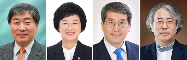 원광대 제14대 총장 후보, 왼쪽부터 박성태·박은숙·남궁문·김인종 후보(접수번호 순)(사진=원광대 제공)