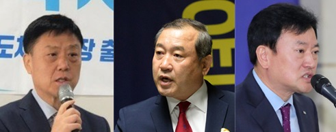 민선 2기 전북도체육회장 선거 출마 선언 또는 등록을 마친 예비후보들(사진 왼쪽부터 김동진, 윤중조, 정강선 후보-가나다 순)