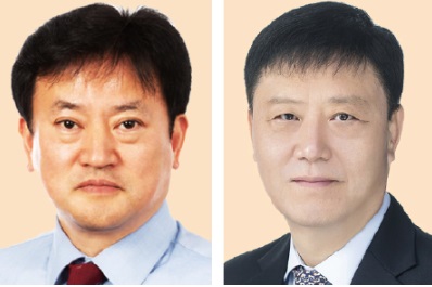 전북체육회장 후보. 왼쪽부터 기호 1번 정강선 후보와 기호 2번 김동진 후보.