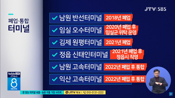 1월 17일 자 JTV전주방송 8뉴스 보도 화면 편집