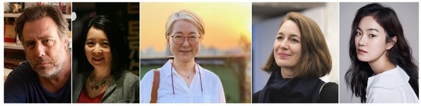 왼쪽부터 마리아노 지나스 감독, 매기 리 아시아 수석평론가, 부지영 감독, 에리카 발솜 평론가, 옥자연 배우(가나다순)