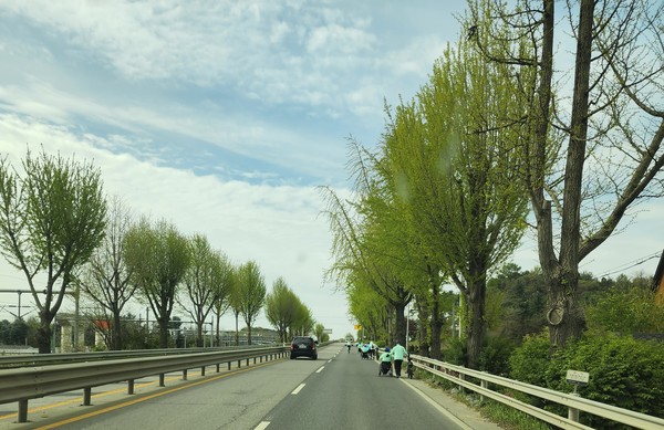 대열의 맨 뒤를 각종 장비를 실은 트럭으로 따르는 필자는 '손으로 국토종단'팀의 일거수일투족을 한눈에 살필 수 있다.