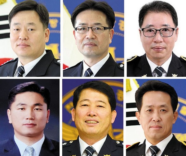 사진 위부터 오른쪽으로 권현주 전주덕진서장, 박정환 군산서장, 김한곤 정읍서장, 김철수 남원서장으로, 최규운 임실서장, 남기재 무주서장