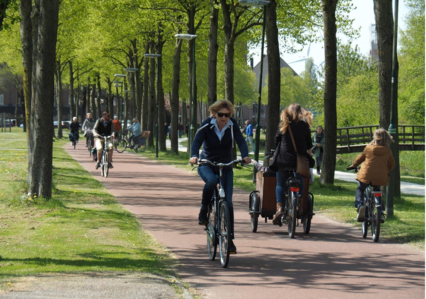 캐나다 작가 찰스 몽고메리가 묘사한 것처럼 이 도시에서는 잔듸와 나무, 개울과 나즈막한 가옥, 그리고 잘 가꾸어진 정원과 빨간색 자전거도로만 골프장에서 카트가 이동하는 통로를 자전거로 타고 이동하는 느낌이 들 것이다. 이런 모습외에 자동차가 지나가거나 정체되어 있는 풍경은 굳이 찾지 않으면 발견하기가 어렵다. 사진은 하우턴 시청 자료.