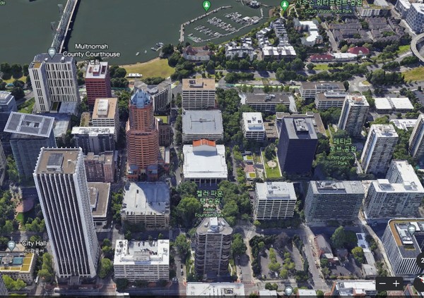 캘러공원과 월라멧강 수변공원의 오늘날 모습.(사진출처: 구글 어스 캡처)