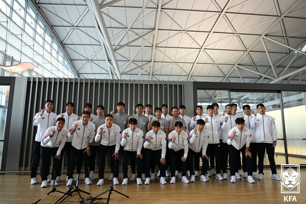 항저우 아시안게임 남자 축구 대표팀.(사진=대한축구협회 제공)