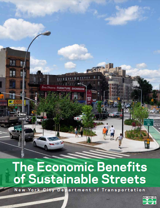 촐처: 뉴욕시 교통국이 발간한 연구보고서 표지-지속가능한 거리의 경제적 효과.