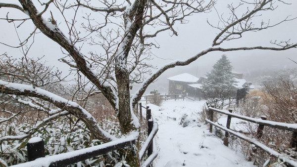 무주 덕유산 향적봉에 16일 첫눈이 내렸다.(사진=덕유산국립공원사무소 제공)