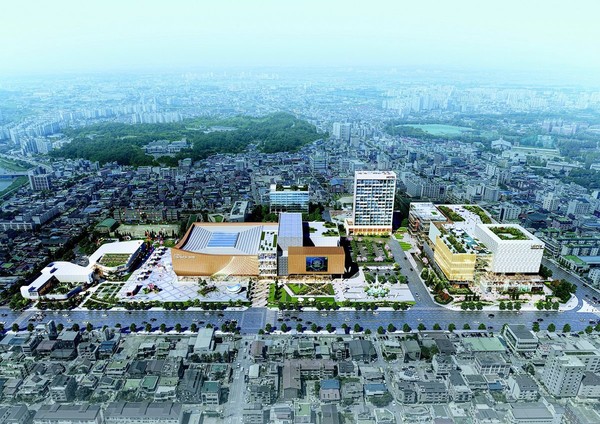 전주시와 롯데쇼핑이 전주종합경기장 부지에 추진하는 마이스 복합단지 개발사업 조감도.(전주시 제공)