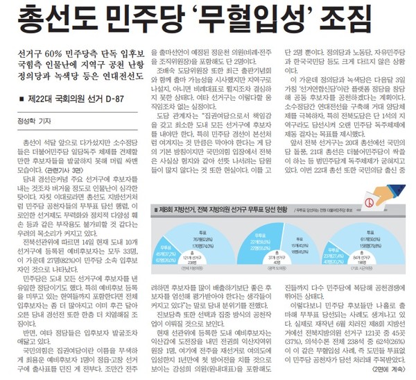 새전북신문 1월 15일 1면 기사(지면 갈무리)