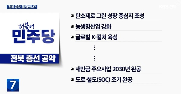 KBS전주총국 3월 25일 뉴스 화면(영상 갈무리)