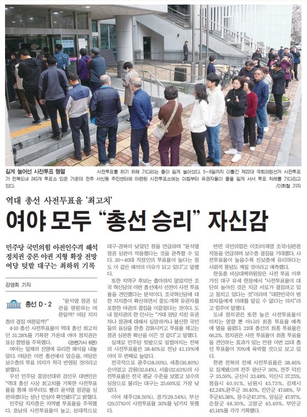 새전북신문 4월 8일 1면 기사(지면 갈무리)