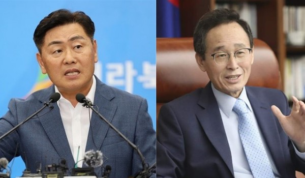 김관영 전북자치도지사(왼쪽)와 송하진 전 지사.(자료사진)