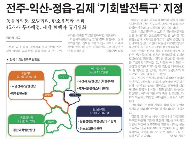 새전북신문 6월 21일 1면 기사(지면 갈무리)