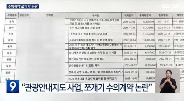 KBS전주총국 7월 11일 뉴스 화면(영상 갈무리)