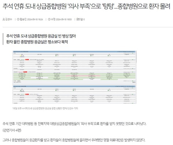 전북일보 9월 18일 인터넷판 기사(홈페이지 갈무리)