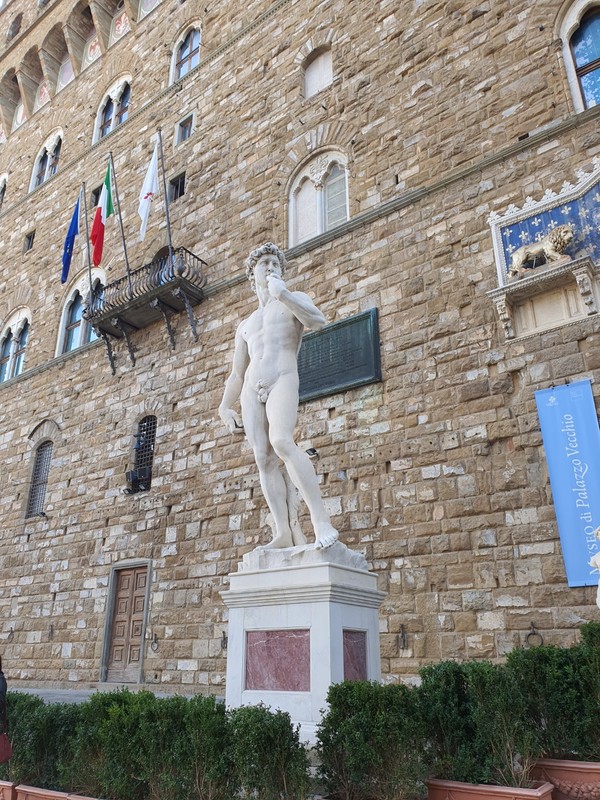 '시뇨리아 광장'의 미켈란젤로의 다비드 상. 