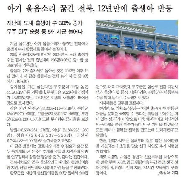 새전북신문 1월 21일 2면 기사(PDF 지면 서비스 갈무리)