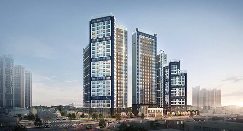 ㈜제일건설이 2022년 7월 공개한 익산시 남중동 '오투그란데 뉴 퍼스트 아파트' 조감도.(사진=제일건설 제공)