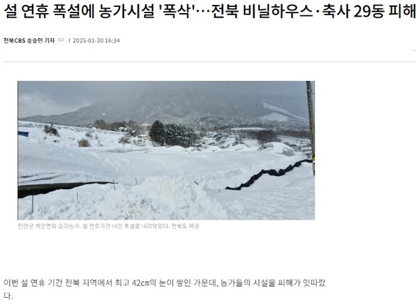 전북CBS노컷뉴스 1월 30일 기사(홈페이지 갈무리)