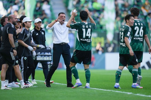 전북 현대는 20일 오후 4시 30분 전주월드컵경기장에서 열린 '하나은행 K리그1 2025' 대구와의 정규리그 9라운드 맞대결에서 3-1로 승리했다.(사진=전북 현대 모터스 제공) 